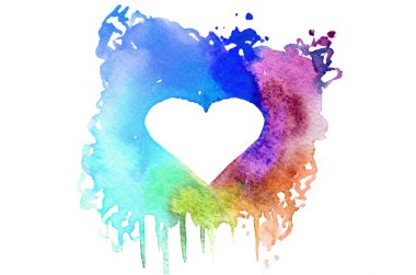 Arka plan görüntüsü farklı renkleri bir kalp şeklinde metin için yer ile rastgele bir şekli oluşturan soyut suluboya noktalar