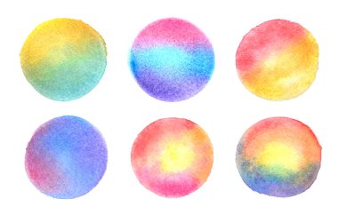 Arka plan görüntüsü farklı renkteki yuvarlak bir şekli oluşturan soyut suluboya noktalar