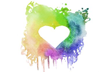 Arka plan görüntüsü farklı renkleri bir kalp şeklinde metin için yer ile rastgele bir şekli oluşturan soyut suluboya noktalar