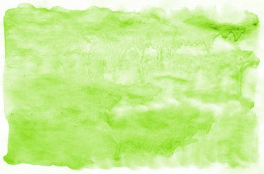 Işık yeşil suluboya arka plan beyaz kağıt üzerinde. Bir metin için dokular, afişler, broşürler, posterler, yazıtlar yeri olan. Sulu Boya tasarım öğesi web dekorasyon için