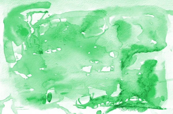 Рисунок Выполнен Зеленой Акварелью Творческая Покраска Фона Ручная Отделка — стоковое фото