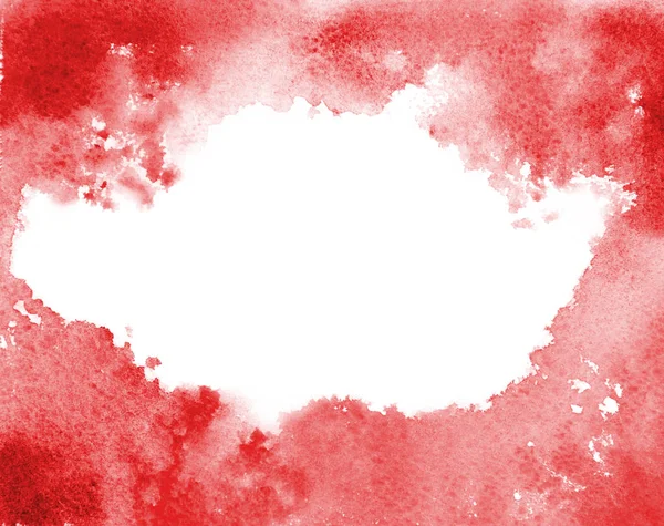 Background image of abstract watercolor stains that form random shapes of red color