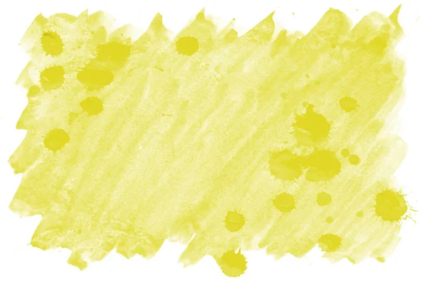 Aquarelle Jaune Coloré Peinture Pinceau Humide Fond Liquide Pour Papier — Photo