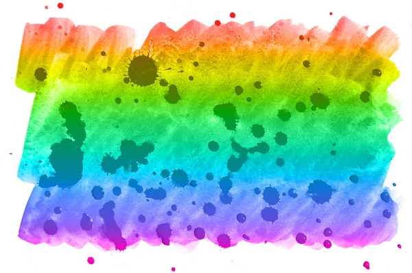 抽象水彩背景的多色墨水污渍的所有光谱颜色 彩虹色溶液中用水彩制作的背景图像 — 图库照片