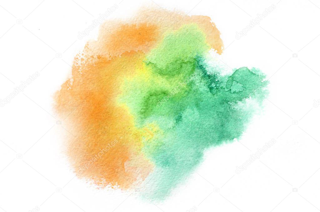 Hand drawn watercolor shape in warm tones for your design. Creative painted background, hand made decoration