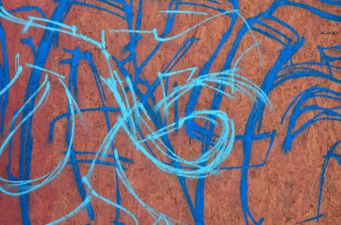 Sanat toprak altında. Güzel sokak sanat graffiti tarzı. Duvar Soyut çizimler ev boya ile dekore edilmiştir. Modern ikonik kentsel kültür sokak gençlik. Soyut şık resim duvarda