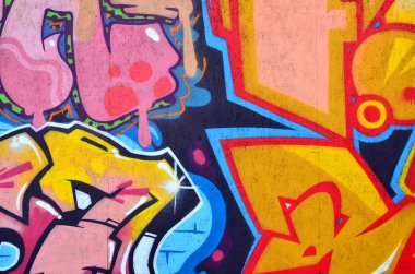 Güzel sokak sanat graffiti. Moda renkler şehir duvarları üzerinde çizim yaratıcı renk. Çağdaş kent kültürü. Başlık boya duvarlar. Kültür gençlik protesto