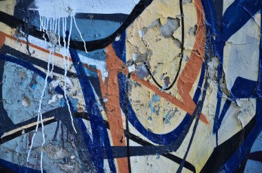 Ayrıntılı görüntü çok eski ve yaşlı renk grafiti duvardaki çizim. Arka plan grunge sokak sanatı resmi