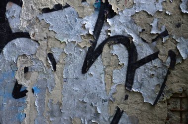 Ayrıntılı görüntü çok eski ve yaşlı renk grafiti duvardaki çizim. Arka plan grunge sokak sanatı resmi