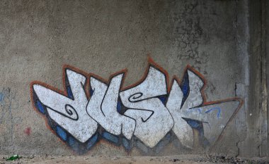 Ayrıntılı görüntü çok eski ve yaşlı renk grafiti duvardaki çizim. Arka plan grunge sokak sanatı resmi