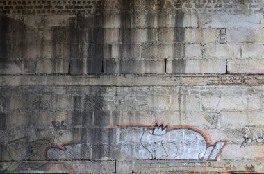 Ayrıntılı görüntü çok eski ve yaşlı renk grafiti duvardaki çizim. Arka plan grunge sokak sanatı resmi