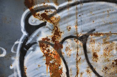 Ayrıntılı görüntü çok eski ve yaşlı renk grafiti duvardaki çizim. Arka plan grunge sokak sanatı resmi