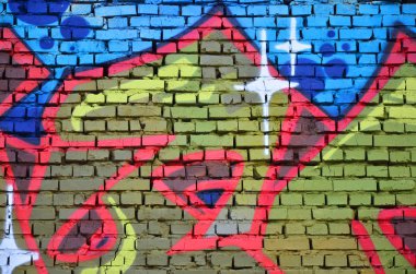 Ayrıntılı görüntü renk grafiti çizim. Arka sokak sanatı resim. Profesyonel grafiti sanatçısı tarafından renkli şaheser bir parçası