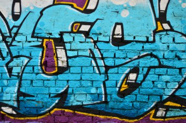Ayrıntılı görüntü renk grafiti çizim. Arka sokak sanatı resim. Profesyonel grafiti sanatçısı tarafından renkli şaheser bir parçası