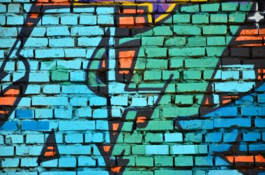 Ayrıntılı görüntü renk grafiti çizim. Arka sokak sanatı resim. Profesyonel grafiti sanatçısı tarafından renkli şaheser bir parçası