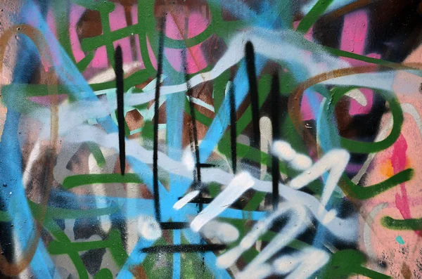 Arte Callejero Grafitis Coloridos Pared Fragmento Fondo Detalle Abstracto Graffiti — Foto de Stock