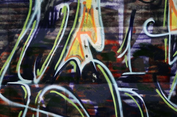 Arte Rua Graffiti Colorido Parede Fragmento Para Fundo Detalhe Abstrato — Fotografia de Stock