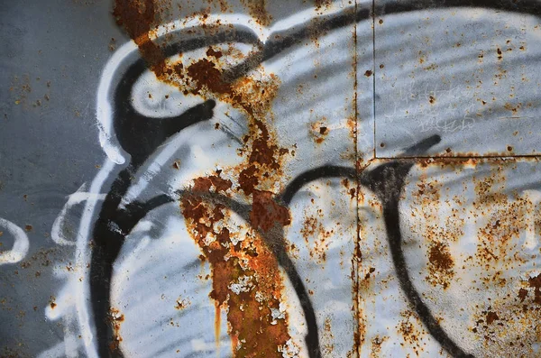 Detaljerad Bild Mycket Gamla Och Äldre Färg Graffiti Ritning Väggen — Stockfoto