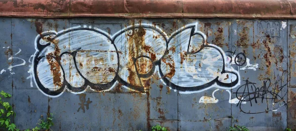Immagine Dettagliata Graffiti Colori Molto Vecchi Invecchiati Disegno Sulla Parete — Foto Stock