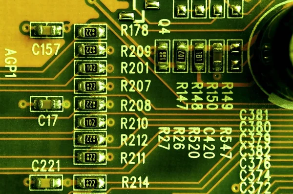Close Placa Micro Circuito Colorido Antecedentes Tecnologia Abstrata Mecanismo Informático — Fotografia de Stock