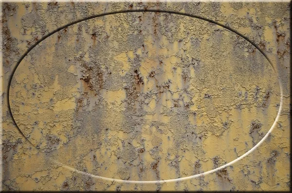 Tekstura Żółty Szorstka Zardzewiały Powierzchni Metalu Wielkogabarytowych Szary Wyróżnione Fragmenty — Zdjęcie stockowe