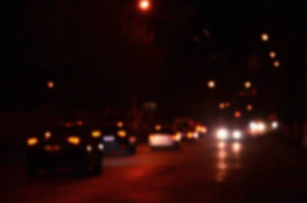 Nachtlichter Der Großstadt Die Verschwommene Nachtallee Mit Bokeh Ampeln Und — Stockfoto