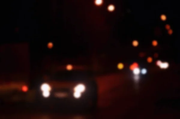 Blurred Defocused Lights Traffic Wet Rainy City Road Night Commuting — Stok Foto