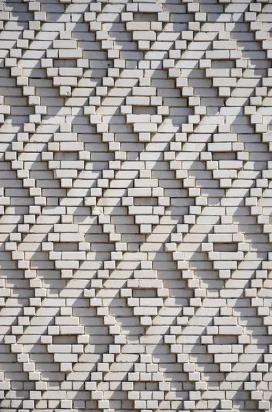 Een Patroon Gemaakt Van Witte Bakstenen Vorm Van Diamant Vormen — Stockfoto