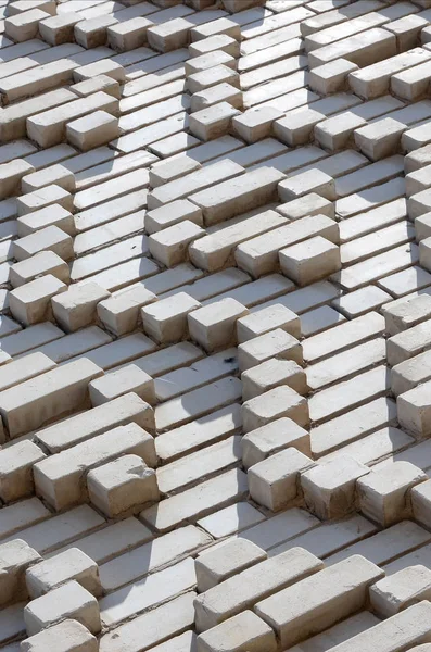Wzór Wykonany Białej Cegły Formie Kształtami Diamentów Dekoracja Ścian Zsrr — Zdjęcie stockowe