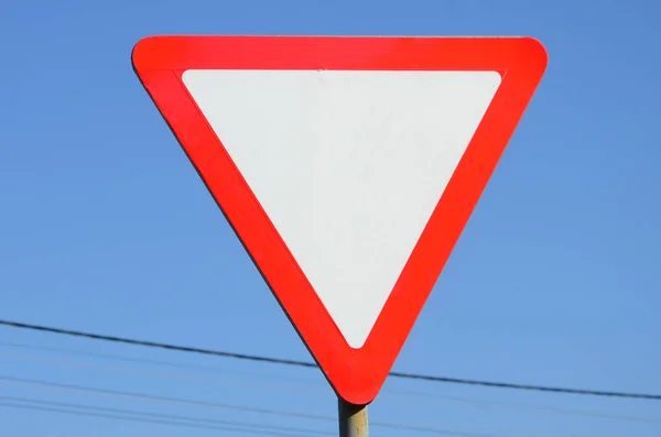 Verkeersbord Vorm Van Een Witte Driehoek Plaatsmaken — Stockfoto