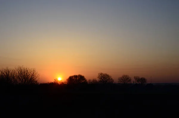 Aube Dans Village Lever Soleil Dans Paysage Banlieue — Photo