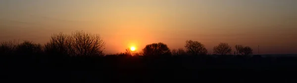 Рассвет Деревне Восход Солнца Пригородном Пейзаже — стоковое фото