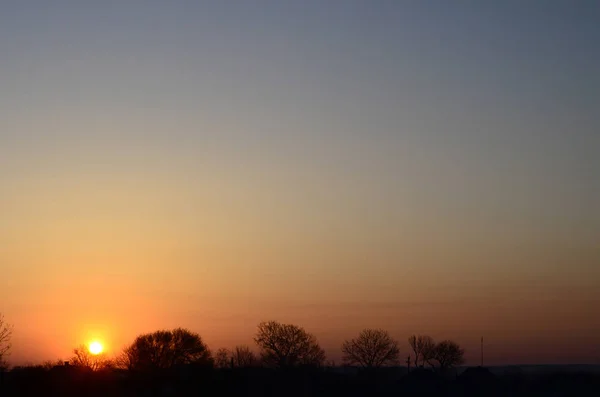 Morgendämmerung Dorf Sonnenaufgang Der Vorstadtlandschaft — Stockfoto