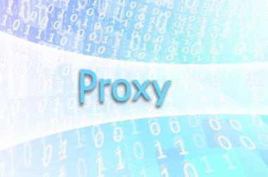 Metin yazıt Proxy soyut rakamlar bir dizi ile çevrili bir yarı saydam alanı bulunmakta