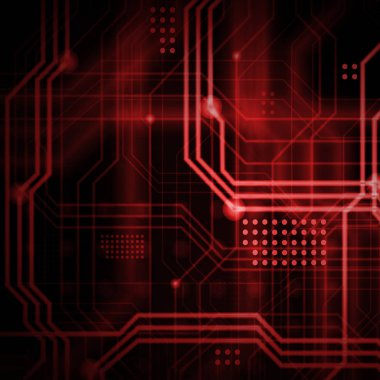 Aydınlık rehberlik çok sayıda oluşan bir teknolojik arka plan hatları ve fiziksel anakart bir tür oluşturan noktalar. Kırmızı renk