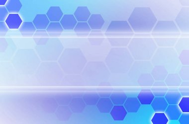 Altıgenler ve diğer geometrik şekiller mavi ve mor renkte bir dizi oluşan teknolojik arka plan
