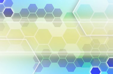 Altıgenler ve diğer geometrik şekiller kümesi oluşan teknolojik arka plan