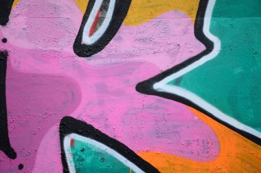 Pembeli güzel grafiti desen parçası ve yeşil siyah anahat ile. Sokak sanatı arka plan görüntüsü