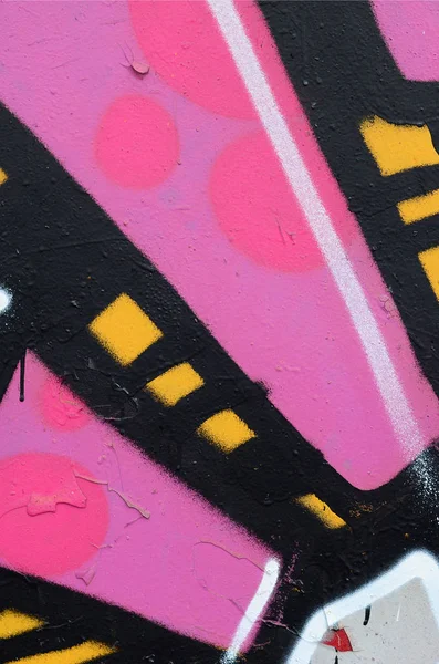 Fragment Beautiful Graffiti Pattern Pink Green Black Outline Street Art — Stock Photo, Image