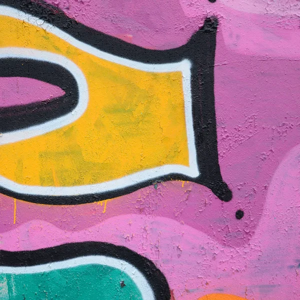 Fragment Beautiful Graffiti Pattern Pink Green Black Outline Street Art — Stock Photo, Image