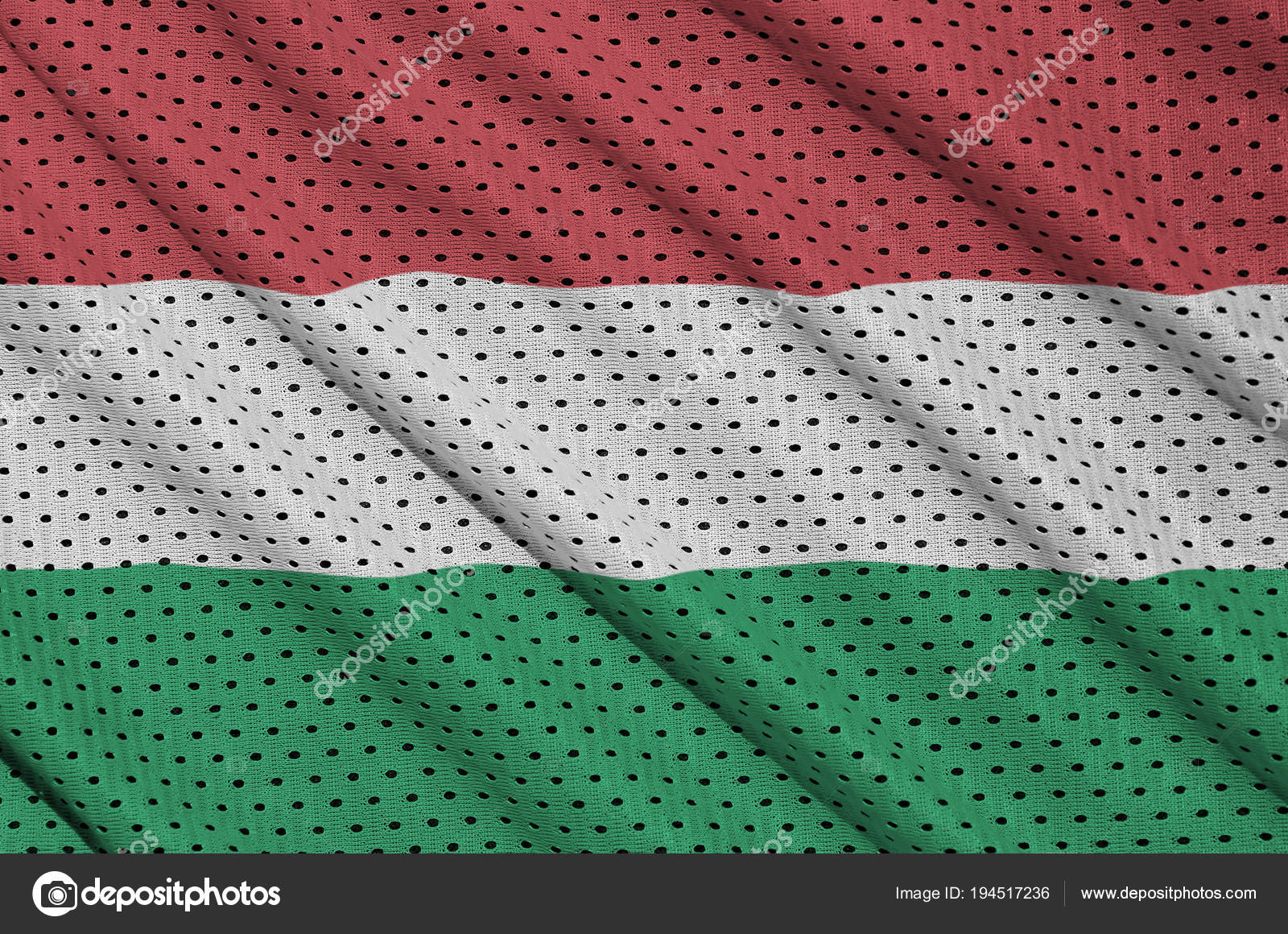 Bandera de Hungría, impreso en una tela de acoplamiento de ...