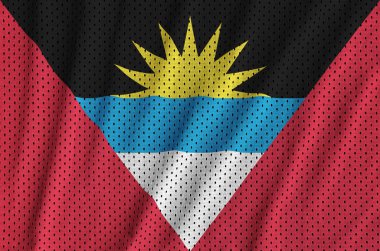 Antigua ve Barbuda bayrağı bazı kıvrımlar ile polyester naylon spor giyim örgü kumaş baskılı