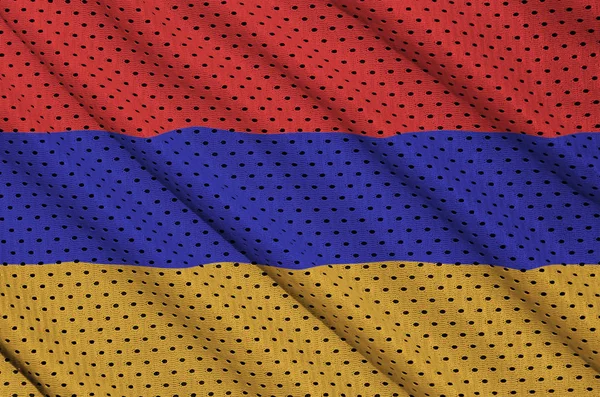 Armenia flag printed on a polyester nylon sportswear mesh fabric — Stock Photo, Image