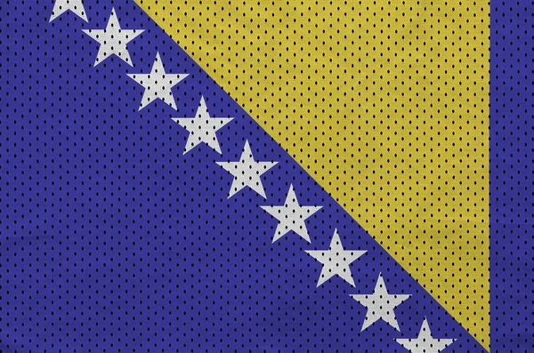 Σημαία της Βοσνίας και Ερζεγοβίνης τυπωμένο πάνω σε πολυεστέρα νάιλον sportsw — Φωτογραφία Αρχείου