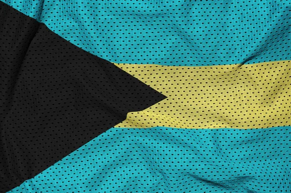 Bandeira das Bahamas impressa em um tecido de malha de nylon poliéster sportswear — Fotografia de Stock