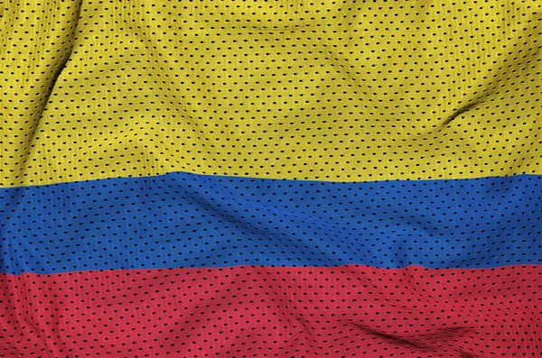 Colombia flagga tryckt på en polyester nylon sportkläder mesh fabri — Stockfoto