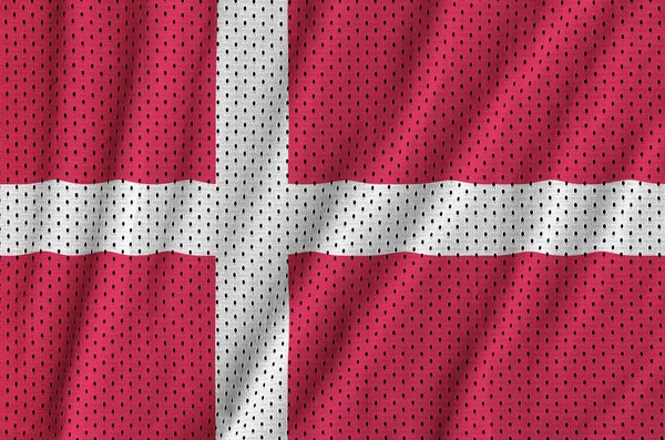 Vlag Van Denemarken Afgedrukt Een Polyester Nylon Sportkleding Netweefsel Met — Stockfoto