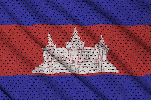 Bandeira do Camboja impressa em uma malha de poliéster nylon sportswear fabri — Fotografia de Stock