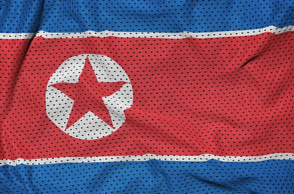 Bandera de Corea del Norte impresa en una malla deportiva de nylon de poliéster fa — Foto de Stock