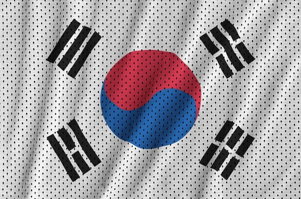 Bandera de Corea del Sur impresa en una malla deportiva de nylon de poliéster fa — Foto de Stock